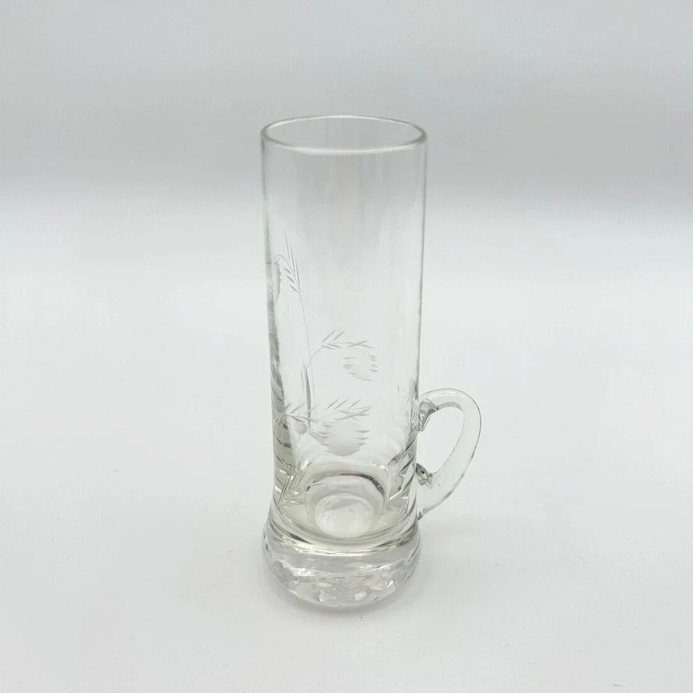 Vintage‎ Etched Crystal Cordial Glasses - Set of 6 Thistle & Wheat Liqueur Cups